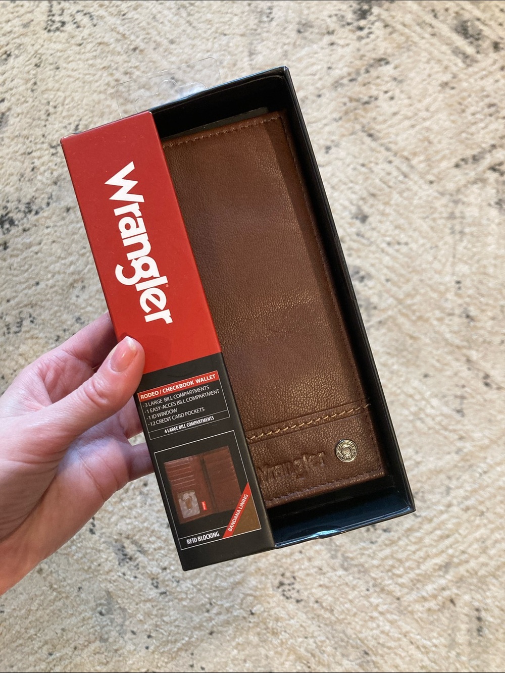 Wrangler Brown Leather Rodeo Wallet in Gift Box